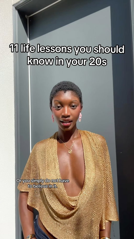 This weeks life lessons come from things l’ve learned while navigating my 20s. Which one of these hit for you? #lifelessons #LifeAdvice #bigsisteradvice

Products:
@merit Beauty complexion stick in shade “cacao”
@rarebeauty pressed powder in shade
“espresso”
@hudabeauty blush filter in shade
“intense guava” 
@urbandecaycosmetics quickie concealer in shade “70NN”
Huda beauty easy bake powdered in shade “pink velvet cookie”
@morphebrushes lip liner in shade
“signature”
@nyxcosmetics fat oil in shade “supermodel”