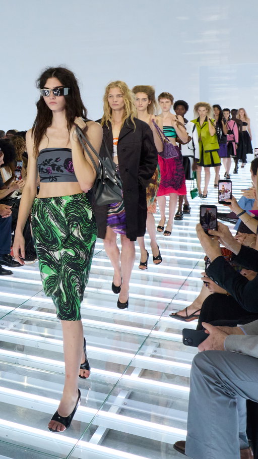 “The Skirt”, the Prada Spring/Summer 2027 Womenswear Fashion Show. 
Engineered for freedom, the skirt is a Prada obsession. The collection stays within the particular form language of this specific skirt, as an exercise of exploration inside strict parameters, a frame for ceaseless creation. 

#PradaSS27 #MiucciaPrada #RafSimons #Prada