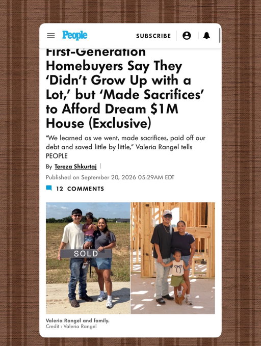 I am in tears as im writing this, I still can’t believe this opportunity @people 🤎🏠

The little girl who grew up moving from rental to rental and never really knowing what having a forever home felt like. I don’t think she could’ve ever imagined that one day we would be telling our story in PEOPLE about building a home of our own.

Being the first in both of our families to reach this milestone means so much more to us than just having a house. It’s security for our daughter. It’s something we can pass down. It’s changing what’s possible for the generations after us.

I’ll never forget where we came from or how hard we worked to get here. Our roots are such a big part of who we are and they make moments like this mean that much more.

Forever grateful for this life, for our families who have supported us every step of the way, and for every single one of you who has followed our journey and made so much of this possible.

Still feels unreal. Our little family… in PEOPLE. 🥹🤍