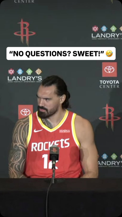 @stevenadams bringing some jokes to start off his presser at @houstonrockets Media Day! 😂