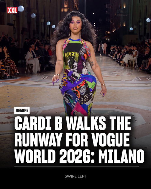 Cardi B kicked off Milan Fashion Week by making a surprise appearance on the Vogue World 2026: Milano runway at Galleria Vittorio Emanuele II in Italy.