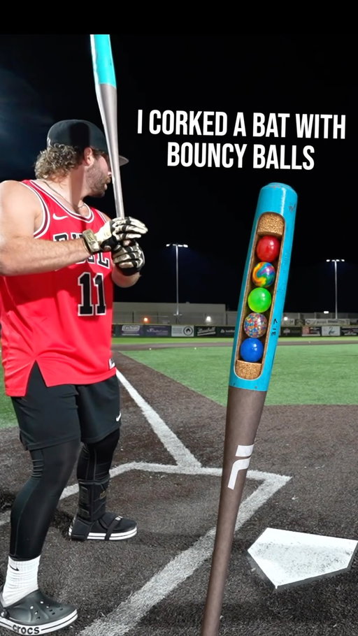 I tried stuffing bouncy balls inside a wood bat…