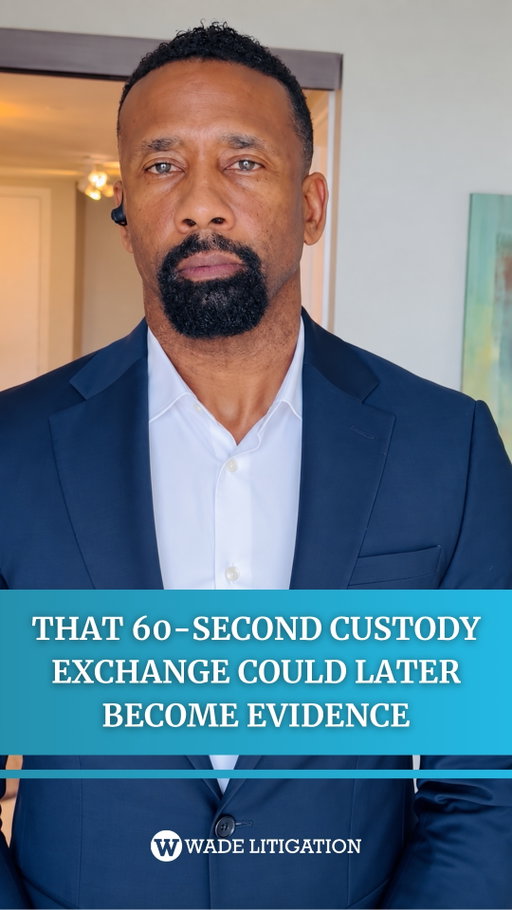 A recording can capture more than an argument.

It can capture:

What each parent said.

Whether instructions were followed.

How the exchange escalated.

Who was present.

How the child responded.

But a video still needs context, and legal questions about recording and admissibility can apply.

So don’t approach custody exchanges thinking, “I need to look good on camera.”

Approach them thinking:

“I need to follow the order and keep my child out of unnecessary conflict.”

Comment CASE for a free evaluation.

#CourtEvidence #ChildCustody #FamilyCourt #CaliforniaFamilyLaw #WadeLitigation
