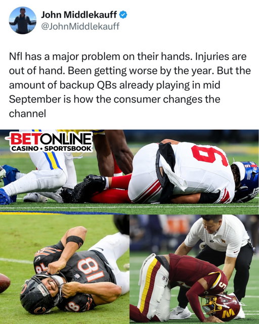 The NFL has an injury problem..💔💔

The NFL seriously has an injury problem right now. We’re only two weeks into the season and it already feels like every game somebody important is going down. Week 2 was especially brutal, with injuries piling up all across the league and multiple teams suddenly having to adjust their entire season.

The quarterback injuries alone have been ridiculous. Caleb Williams, Jayden Daniels and Jaxson Dart all went down, while several other big-name players across different positions were injured or already unavailable. It’s getting to the point where simply making it through a Sunday healthy feels like a win.

Football is always going to be a violent sport, but seeing this many injuries this early is terrible. Fans wait months for the NFL to come back, and two weeks later some teams already look completely different because of injuries. Hopefully Week 2 was just an awful coincidence, because the league cannot afford for this to become the story of the entire season.

Follow US (@jukedly) to stay locked in if you love sports! 🔥