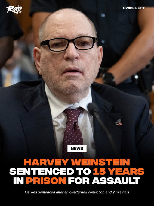 Harvey Weinstein has been sentenced to 15 years in prison‼️

Variety confirms that Weinstein was found guilty of s*xually assaulting his former production assistant Miriam Haley in 2006.

Weinstein was convicted of third-degree r*pe involving Jessica Mann and a first-degree criminal s*xual act involving Haley, but the conviction was overturned and he was retried last year. He was found guilty of the latter, but the jury didn’t come to a consensus on the former.

Weinstein has been in prison since 2020, and is currently serving time in the medical unit at Bellevue Hospital due to ongoing health issues.

He’s also awaiting a resentencing for a different assault case involving actress and model Evgeniya Chernyshova.