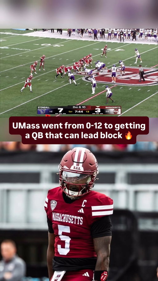 UMASS QUARTERBACK POP WATSON JUST BECAME A LEAD BLOCKER 😭💪

William “Pop” Watson wasn’t interested in watching this touchdown from behind the play.

The UMass quarterback got out in front of his running back and threw a block himself, helping clear the way for six during the Minutemen’s 36-14 win over Stonehill.

Watson has quickly become one of the biggest stories of UMass’ 3-0 start.

The former Virginia Tech quarterback finished Saturday 15-of-25 for 160 yards and a touchdown through the air while adding another score on the ground. UMass piled up 195 rushing yards and finished with a 355-161 advantage in total offense.

And Watson’s impact has already gone well beyond one game.

The Massachusetts native has earned the NEFWA Gold Helmet Award and MAC Offensive Player of the Week honors, was named to the Davey O’Brien Great 8 after Week 1 and has landed on the Davey O’Brien Midseason Watch List.

It’s been a homecoming for the former Springfield Central star, who was the 2022 Gatorade Massachusetts Player of the Year before spending three seasons at Virginia Tech.

Now he’s back in his home state, UMass is 3-0 for the first time since 2007, and its QUARTERBACK is out here looking for somebody to block on touchdown runs 😂

#collegefootball #cfb #cfb26 #cfb25