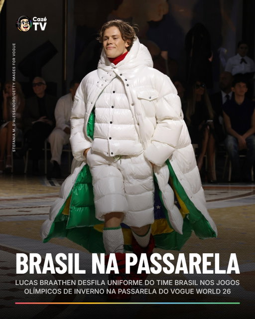 🇧🇷🇧🇷🇧🇷🇧🇷 BRASIL NA PASSARELA EM MILÃO

Lucas Pinheiro Braathen desfilando o uniforme dos Jogos Olímpicos de Inverno na passarela do Vogue World de 2026, que está acontecendo na Itália. 

#CoberturaCazéTV #Olímpicos #cztv06 #LM