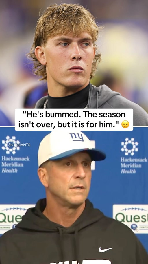 Giants HC John Harbaugh on QB Jaxson Dart being ruled out for the regular season with a knee injury 💔

#giants #jaxsondart #nfl #football