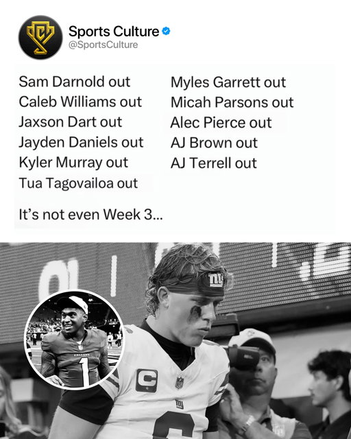Week 3 of the season and it’s already shambles 🥺

It’s sad how many injuries are already piling up with Week 3 coming. The season just started, and fans are already worrying about whether some of the players they were most excited to watch will be on the field. Jayden Daniels is set to miss at least this week with an elbow injury, while Jaxson Dart’s knee injury has put a scary pause on the Giants’ season. 

It hits harder when it’s young quarterbacks like Daniels, Dart, and Caleb Williams. They’re supposed to be building chemistry, gaining confidence, and giving their teams hope. Instead, fans are waiting on injury updates and wondering how much time they’ll miss. Williams is also dealing with a hamstring injury, adding to an already rough start around the league. 

The worst part is what injuries take away from the players themselves. They work all offseason for these games, and one awkward play can change their entire year. Hopefully the guys who are hurt get the time they need to recover, because the NFL is so much better when its stars are healthy and playing.

Follow @sportsculture to stay tapped in if you love sports
