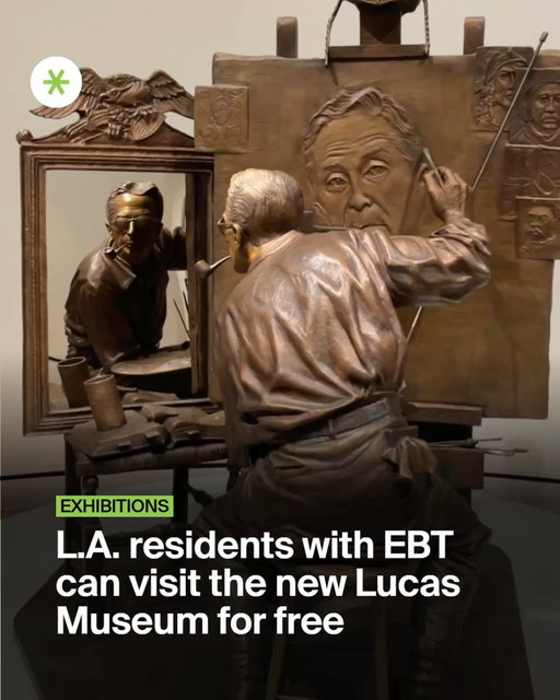 The new Lucas Museum of Narrative Art is officially open, and California EBT holders can visit for free. The museum is filled with everything from iconic film and animation memorabilia to contemporary art and unexpected pieces like these.

Tap the link in bio for full details.

#exhibit #localnews #mysecretla 

Yes, you can find C-3PO and R2-D2 inside the Lucas Museum. The collection includes plenty of familiar faces from the worlds of film and animation.

You’ll also find pieces like this KAWS sculpture, alongside works from artists across different eras and mediums.

The art isn’t the only thing worth looking at. The museum’s windows offer some pretty incredible views of Los Angeles and Exposition Park.

And, of course, there’s plenty for Star Wars fans to see, including artwork and memorabilia from the galaxy far, far away.