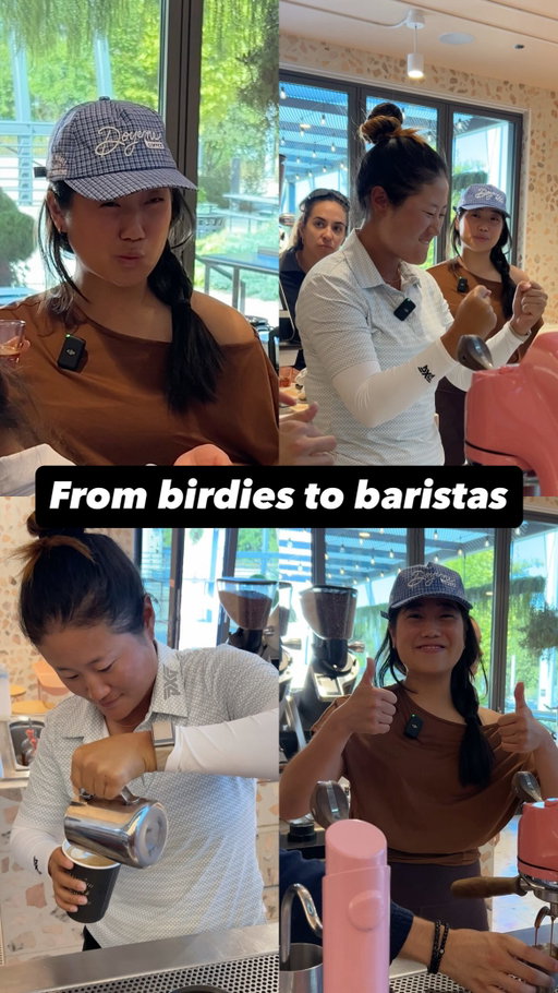 From birdies to baristas ☕️ Natasha Andrea Oon and Gina Kim learned how to make a perfect pour at Onyx Coffee Lab 🙌