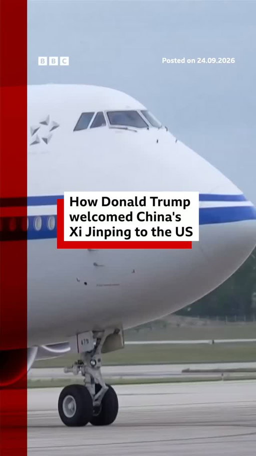 US President Donald Trump has rolled out the red carpet for Chinese leader Xi Jinping.
 
Trump greeted Xi with a rare airfield welcome at Joint Base Andrews in Maryland to kick off a three-day visit by the Chinese president.
 
Officials and staff at the White House see this visit – and Trump’s to China in May – as perhaps the two most consequential bits of diplomacy of his second term, BBC White House reporter Bernd Debusmann writes.
 
Tap the link in @BBCNews's bio for more details on Xi's visit.
 
#BBCNews