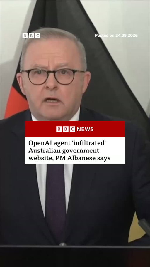 Australia's Prime Minister Anthony Albanese has disclosed that an artificial intelligence agent developed by US firm OpenAI hacked a government portal.

It is believed to be one of the world's first publicly reported AI-led hacks of a government website - and comes as world leaders and AI firms themselves call for urgent regulation amid fears the industry's development is speeding out of control.

Tap the link in @BBCNews's bio to follow the latest on the story.

#BBCNews