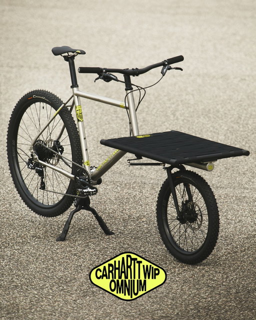 OMNIUM x Carhartt WIP: The Mini-Max Bike⁠
Now available via the @omnium webshop and select OMNIUM dealers.⁠
⁠
Limited edition of 150⁠
Stainless steel frame, three sizes (S, M, L)⁠
Cargo webbing with woven label⁠
Collaborative saddle with titanium rails⁠
Collaborative lock-on foam grips⁠
SRAM Level TL hydraulic disc brakes⁠
SRAM 11-speed mechanical drivetrain⁠
@mkspedals x Carhartt WIP XC-III “Bear Trap” Pedals⁠
@dtswiss U663 / 370 cargo wheels, co-branded⁠
Continental Cross King tyres 29 X 2.0 rear, 20 X 2.0 front⁠
⁠
@mkspedals x Carhartt WIP XC-III “Bear Trap” Pedals ⁠
Available separately via OMNIUM, carhartt-wip.com, and select Carhartt WIP stores.⁠
⁠
Follow the link for full bike specs and where to shop.⁠
*Only available in Europe & Japan