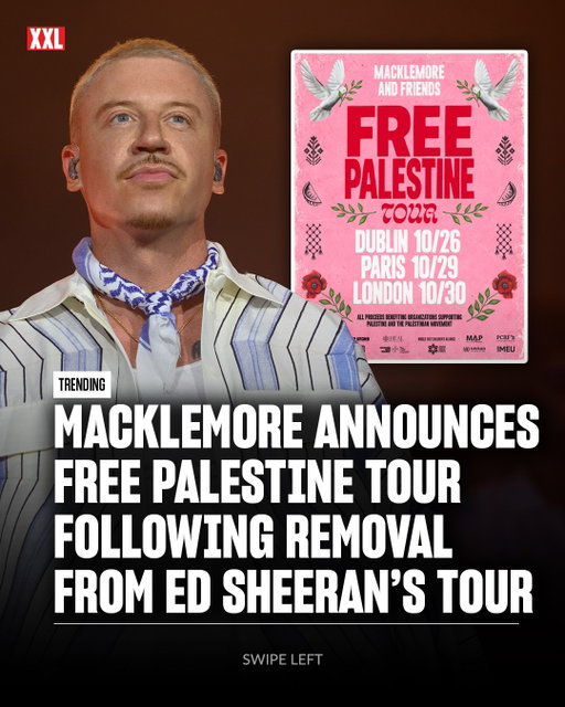 Macklemore has announced his Free Palestine Tour today, following his removal from the remaining dates of Ed Sheeran’s Loop Tour. The run will begin in Dublin on Oct. 26 before heading to Paris on Oct. 29 and London on Oct. 30, with U.S. dates and additional artists still to be announced. All proceeds will benefit organizations supporting Palestinians.

“What happened to me is bigger than one artist or one stage,” Macklemore wrote while announcing the tour, arguing that wealthy venue owners should not be able to determine which political messages artists can express onstage.

Macklemore previously said New England Patriots owner Robert Kraft helped push for his removal from Sheeran’s tour after his pro-Palestinian remarks at MetLife Stadium. Kraft confirmed that Gillette Stadium would not allow Macklemore to perform there, saying his decision was based on what he described as Macklemore’s recent actions and a history of rhetoric and imagery he considered offensive to the Jewish community. Sheeran later said Macklemore’s removal was ultimately made by the tour promoter.