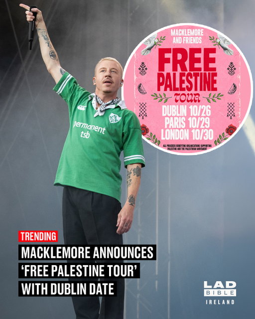 Macklemore has announced a Dublin date as part of his new ‘Free Palestine Tour’ 🇵🇸⁠
⁠
The US rapper will play 3Arena on October 26th, with proceeds from the shows going towards organisations providing humanitarian and medical support to Palestinians.⁠
⁠
The tour follows his removal from the remaining dates of Ed Sheeran’s US tour earlier this month.⁠
⁠
#viral #trending #macklemore #ireland