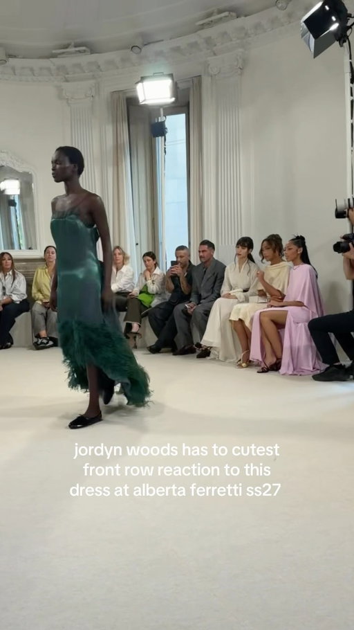 Gonna need to see #JordynWoods in this @albertaferretti spring/summer 2027 gown STAT. 

🎞️: @kevinphuynh #MilanFashionWeek