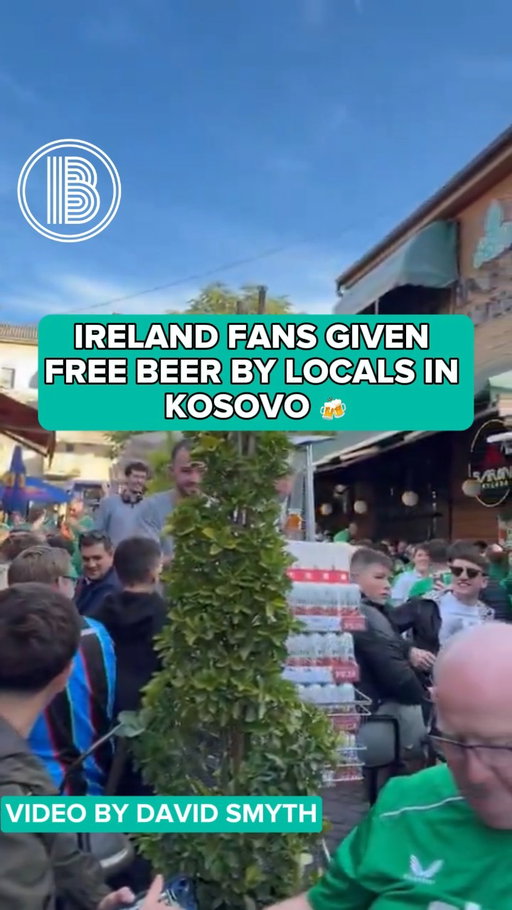 The Ireland fans are having a whale of a time in Pristina ahead of the UEFA Nations League game against Kosovo 😅

The locals have been brilliant hosts, with even a few free cans on offer 🍻