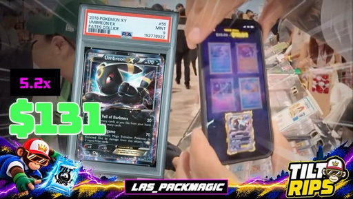 The legend @las_packmagic pulls a banger Umbreon ex from a $25 Pokémon pack on Tilt Rips mid-vending 🔥 #pokemon #tcg