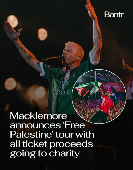 Macklemore has announced a three-date “Free Palestine” tour, with shows in Dublin on October 26, Paris on October 29 and London on October 30.

All proceeds from the concerts will be donated to organizations supporting Palestinians and providing humanitarian aid, including Anera, Gaza Soup Kitchen, HEAL Palestine, Palestine Children’s Relief Fund, Medical Aid for Palestinians and others.

The announcement comes after Macklemore was dropped from Ed Sheeran’s U.S. tour following his pro-Palestinian remarks during shows at MetLife Stadium. Macklemore later announced he would donate the $1 million he earned from that tour to organizations supporting Palestinians.

The newly announced shows will feature Macklemore alongside other artists and guests, with the tour described as centering Palestine and Palestinians while raising money for humanitarian efforts.

By the way, we have a weekly newsletter rounding up the biggest stories so you don’t have to. One newsletter. Once a week. Link in bio.

Media via @macklemore

#thebantr #macklemore