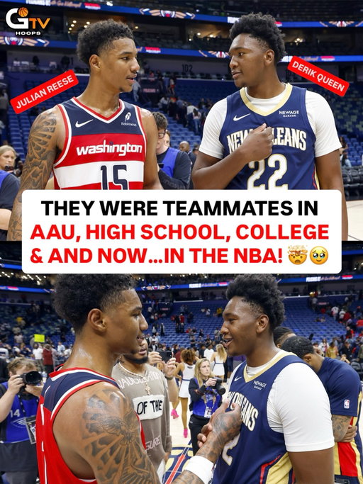 Julian Reese and Derik Queen are teammates AGAIN! The two first met in elementary school and played on the same Team Thrill AAU squad. They joined forces again in high school at St. Frances Academy, then in college at @terrapinhoops. Now, Julian Reese signed a Two-Way deal with the @pelicansnba meaning the two will be teammates in the NBA! 🙏 @shifty_ju @theederikqueen 

Reese played in the G League last year with the Raptors 905 before being called up to the Wizards (11.8 PPG & 10.5 RPG). He will split time next year between the Pelicans and the Squadron.