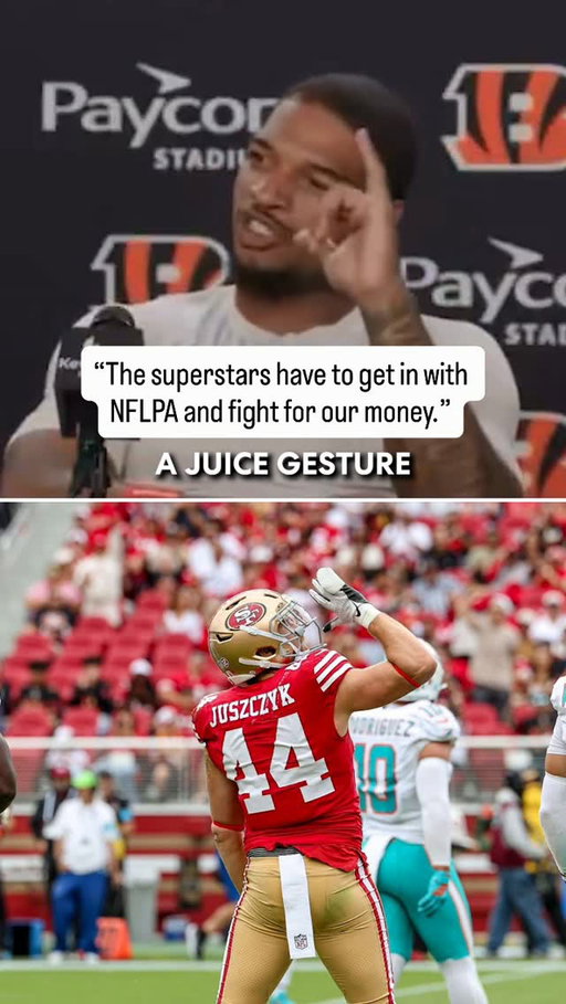 Ja’Marr Chase on NFL players being fined for celebrations. 49ers FB Kyle Juszczyk was fined $14,926 for “engaging in offensive demonstrations” during his TD celebration vs. Miami last Sunday.

#nfl #jamarrchase #bengals #49ers #football