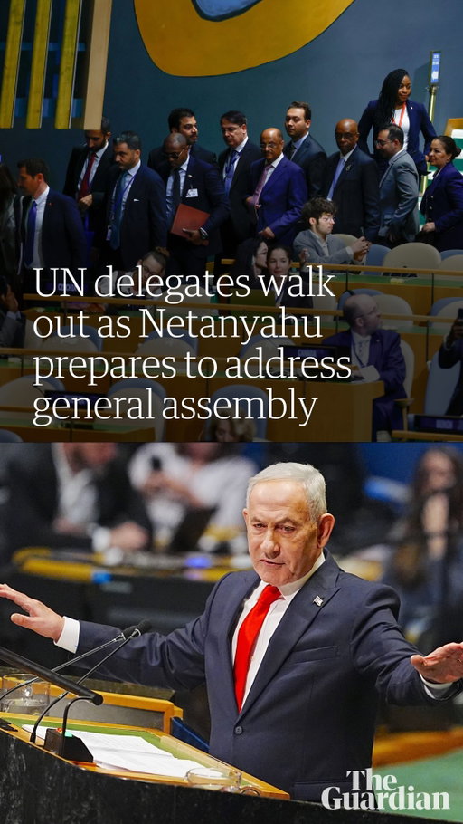 As Benjamin Netanyahu prepared to deliver his speech at the UN general assembly on Thursday, dozens of delegates walked out in protest.

Netanyahu’s appearance at the UN headquarters in New York City comes after the city’s mayor, Zohran Mamdani, called him a war criminal.

Meanwhile, supporters of Palestine have taken to New York’s streets. Several hundred protesters gathered near the UN in Manhattan on Thursday with ​dozens blocking traffic and chanting: “Stop arming Israel, let Gaza live” and “Stop arming Israel, let Iran live.”

Follow the link in bio for the latest updates.