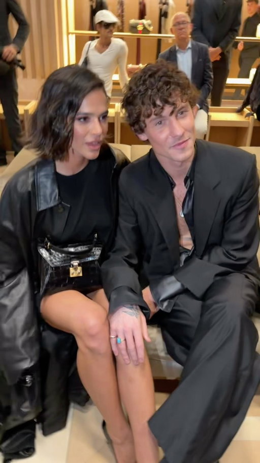 Date night! @shawnmendes and @brunamarquezine sit front row at @gucci’s spring/summer 2027 show—and catch up with @keke Palmer.