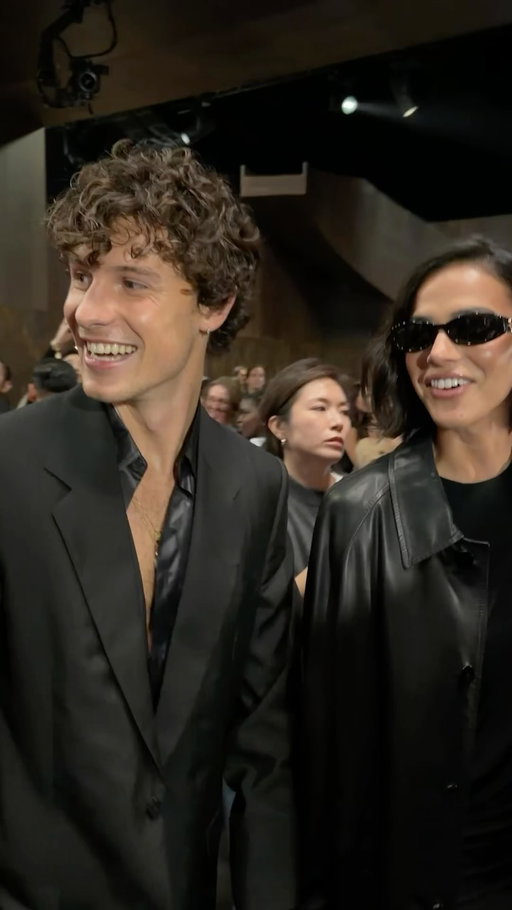 @shawnmendes and @brunamarquezine have landed at @gucci’s spring 2027 show. See every look, and more moments from the front row, at the link in bio.