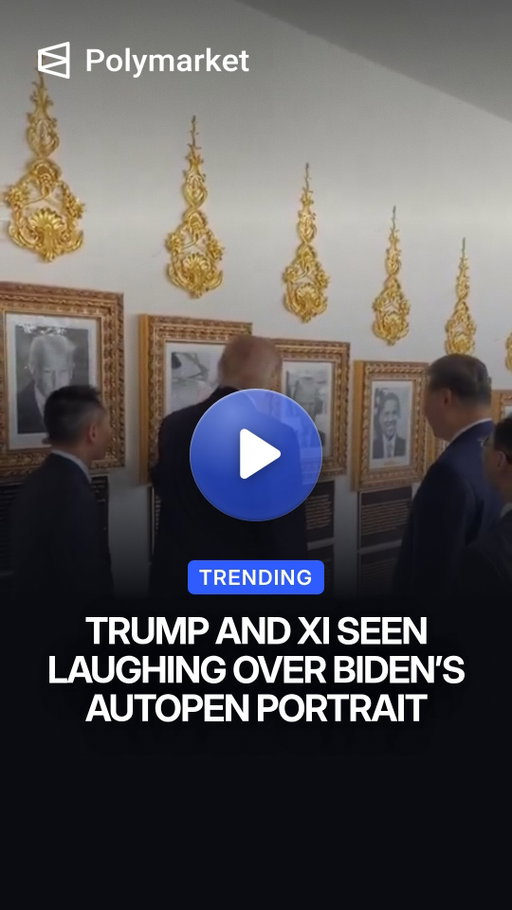 President Donald Trump gave Chinese President Xi Jinping a tour of the White House colonnade on Thursday. 

The new display features portraits of U.S. presidents, including Trump’s first and second terms.

Trump then pointed to a depiction of an autopen mocking former President Joe Biden. “Trump, and then Trump, and this is the autopen,” he joked.

Trump nudged Xi and added, “It’s Biden.” Xi and members of his entourage laughed.

The moment came during Xi’s U.S. visit, which also included high-level talks on the future of U.S.-China relations.

Traders predict a 94% chance Trump and Xi reach an official tariff agreement this year.