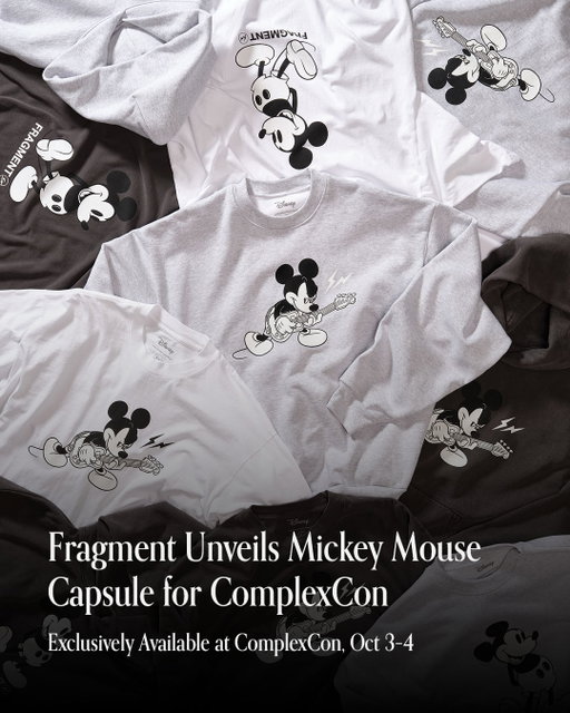 Two icons. One exclusive drop. Hiroshi Fujiwara’s Fragment brings Mickey Mouse into its world with electric and classic graphic treatments across tees, hoodies, and crewnecks. Debuting at @complexcon on Oct 3-4 2026. ⚡