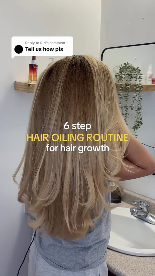 My hair oiling routine that helped with hair growth! #hairgrowth #hairoiling #hairtransformation #haircare #hairgrowthjourney