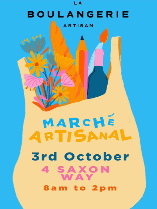 Marché Artisanal d’automne 🎃 

The leaves are turning brown and mornings a little more crisp, we will be hosting our autumnal artisanal market next Saturday 3rd October from 8am-2pm at Saxon Way. With all things; art, candles, self care products, flowers and many other homemade or locally sourced products. 

Hope to see you all there! 

This graphic was designed by our very own @genaromartinezmedina talented barista and artist who will also be at the market! 

#laboulangerieartisan #bakery #cheltenham #cheltenhamlife #cheltenhamvibe