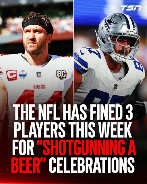The NFL has fined Kyle Juszczyk ($14,926), Jake Ferguson ($13,611) and Matt Goncalves ($8,847) for their "imitation of chugging a beer" during touchdown celebrations in Week 2 games, which violates the league's rules around unsportsmanlike conduct. 😳