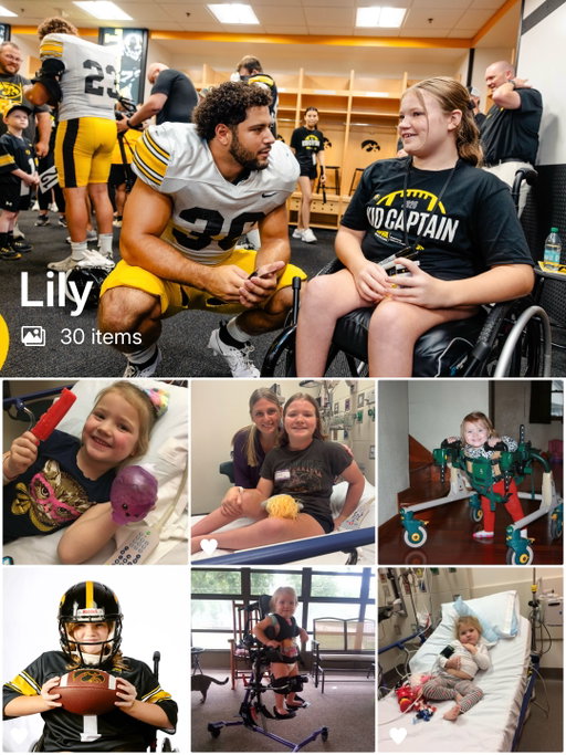 A B1G week for our Kid Captain Lily & the Iowa Hawkeyes. 💛 

The 12-year-old from Fort Dodge, Iowa, enjoys riding her handcycle bike, swimming, and spending time with friends.