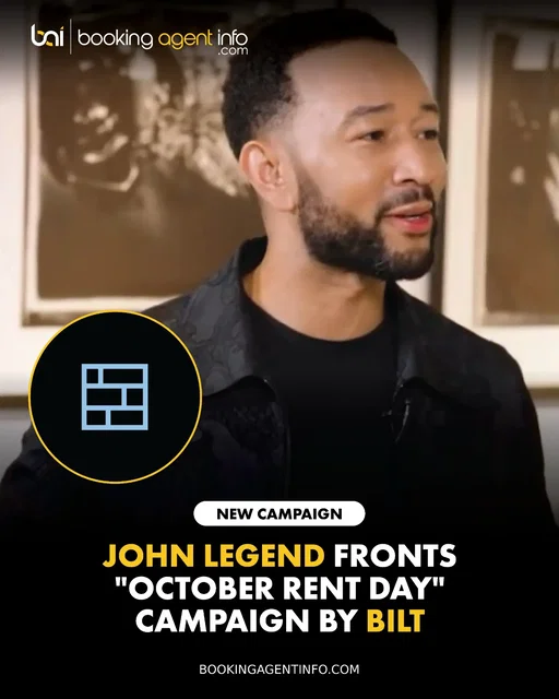 John Legend (@johnlegend) fronts the high-profile "October Rent Day" campaign for rewards and lifestyle platform Bilt (@bilt).

The stylish spot features Legend officially announcing his new studio album, Muse, created in collaboration with Pharrell Williams. Legend breaks down Pharrell’s distinct creative vision for the record, describing it as "Black James Bond, cinematic, 808s;" before revealing an exclusive, custom press of Muse curated specifically for Bilt members.

The exclusive launch expands Legend’s versatile brand portfolio, adding to his holiday campaign alignment with Sephora, his global ambassador role for luxury audio brand Bang & Olufsen, and his past beauty curation for IPSY's Icon Box.

Bilt continues to transform monthly lifestyle rewards through major pop-culture moments, placing Legend alongside a prestigious roster of past Rent Day headliners including Diplo, Madonna, and Hugh Jackman.

The exclusive project arrives during an impressive 2026 stretch for the multi-platinum artist. Alongside the release of Muse and his high-profile commercial ventures, Legend continues to tour globally while celebrating his legacy as one of modern music's most decorated vocalists and creators.

Create a free account at BookingAgentInfo.com to be the first to know about new music brand partnerships.

Follow @bookingagentinfo_ for more.