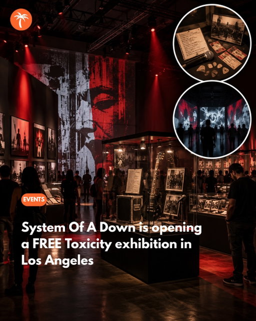 🎸🖤 System Of A Down is opening a FREE exhibition in Los Angeles celebrating 25 years of Toxicity!

The Los Angeles-formed rock band announced on September 24, 2026, that it is teaming up with Beyond The Streets for a week-long immersive exhibition dedicated to the band’s landmark 2001 album. 

📅 October 13–18, 2026
📍 Beyond The Streets
📌 434 N La Brea Ave., Los Angeles, CA 90036
🎟️ FREE entry — no ticket required
🕛 Tuesday–Friday: 12 PM–8 PM
🕙 Saturday–Sunday: 10 AM–10 PM
🎸 Rare Toxicity-era artifacts + memorabilia
📚 Ephemera + archival material from the album’s era
🖼️ Immersive installations
🎨 Album-era iconography + visual history
🛍️ Exclusive merchandise
🎶 Celebrating the album’s 25th anniversary 

Released on September 4, 2001, Toxicity debuted at No. 1 on the Billboard 200 and became one of System Of A Down’s defining records. Twenty-five years later, the band is bringing material from that era together in one Los Angeles gallery experience. 

Visitors will be able to see rare artifacts and ephemera from the Toxicity era, explore immersive installations, revisit the imagery and cultural history surrounding the record, and shop exclusive exhibition merchandise. 

System Of A Down formed in Los Angeles and has sold more than 42 million albums worldwide, making this a hometown celebration of one of the band’s most influential releases. 

🎟️ No reservation or paid ticket is required. Admission is free for the entire run.

Official announcement:
System Of A Down