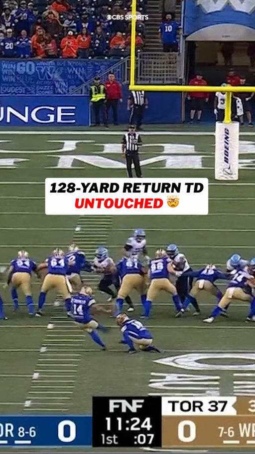 No, that is not a typo. Janarion Grant took this kick six 128 YARDS!