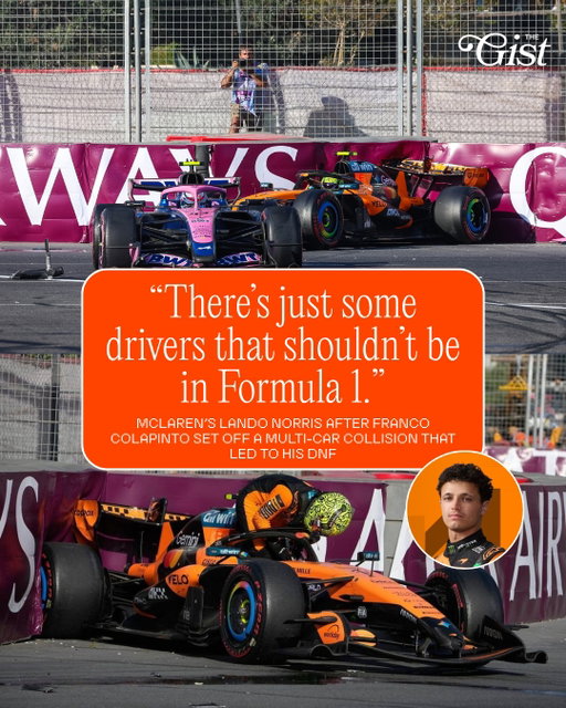 Ouff... 😬⁣
⁣
Mercedes’ George Russell managed to hold off Red Bull’s Max Verstappen to claim his third victory of the season in a dramatic Azerbaijan Grand Prix. 🏎️⁣
⁣
The race saw six drivers retire after Williams’ Alex Albon made an error that brought out the safety car. The action was stopped again shortly after when Franco Colapinto locked up, taking out teammate Pierre Gasly and McLaren’s Lando Norris. 😱⁣
⁣
The lock-up is being heavily criticized by F1 fans and racers due to the nature of the crash. 👀⁣
⁣
As the race progressed, Russell came under immense pressure from Verstappen in the final laps. Verstappen made a push to steal the top spot, but Russell ultimately crossed the line just one-tenth ahead  to hold on for the win. 🔥⁣
⁣
Verstappen finished second, while Isack Hadjar claimed third to secure a double podium for Red Bull. 🏆⁣
⁣
⁣
(c/o @f1) ⁣
#menssports #racing #f1 #f1tok ⁣