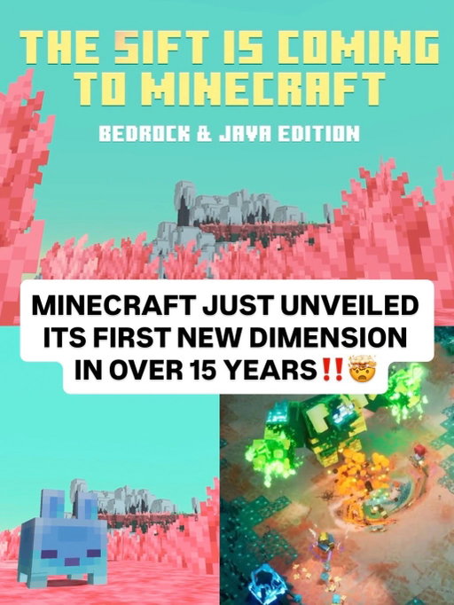 Follow @rap for more viral content‼️

Mojang revealed that Minecraft is getting its first new dimension in over 15 years called “the Sift” in 2027‼️⛏️

The Sift will serve as the game’s official fourth dimension, joining the Overworld, The Nether, and The End. The new area was initially revealed as a setting for the upcoming Minecraft Dungeons 2, which drops in September 2026.

According to developers, the dimension will feature entirely distinct environments, unique inhabitants, new dangers, and fresh gameplay mechanics. While details are scarce, fans got a brief glimpse of its visual style and a native mob during Minecraft LIVE.

Are y’all hyped to explore this new dimension⁉️🤔