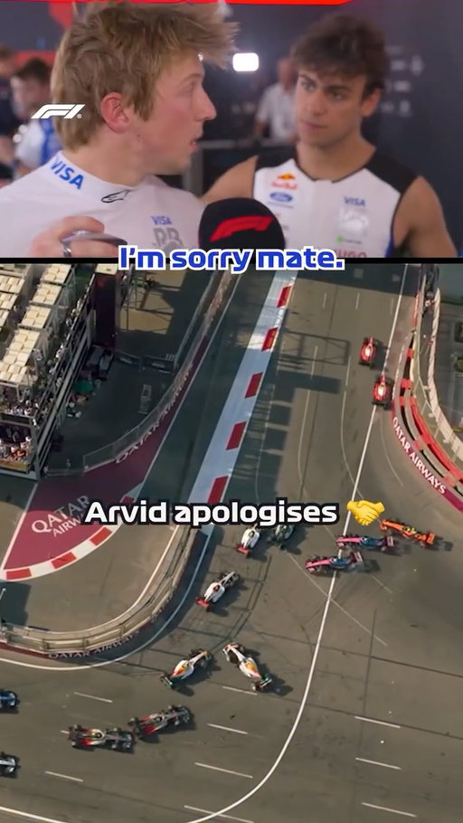 Arvid Lindblad apologised to Liam Lawson after the Racing Bulls team mates collided at the chaotic Safety Car restart 🗣️

#F1 #Formula1 #AzerbaijanGP