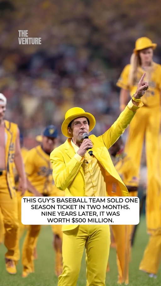 A Bananas ticket includes all the food you can eat.

Tickets run between about $35 and $60, and the price covers the food and drink inside the ballpark. Nothing gets added at the checkout either, no booking fee and no tax on top. Jesse Cole also took every advertisement off the walls, which he has said threw away hundreds of thousands of dollars a year.

Merchandise is what pays instead. In 2025 about 787,000 fans bought roughly 1.96 million items, which Forbes put at around $50 million, inside a business taking more than $100 million a year.

Cole owns all of that with his wife Emily, through their company Fans First Entertainment. There are no outside investors to answer to, which is why he can turn down the offers the video mentions.

Forbes valued the team at $500 million in September 2025. Nine years earlier the Coles sold their house, emptied their savings and slept on an air mattress to keep it going.

Follow @theventure for the greatest founder stories ever told!
