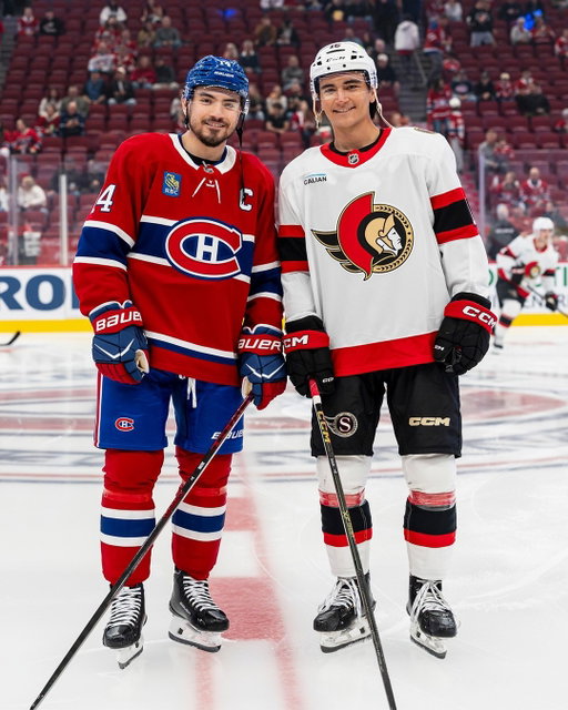 The first NHL matchup between the Suzuki brothers! ❤️⁣
⁣
(📸: @canadiensmtl)