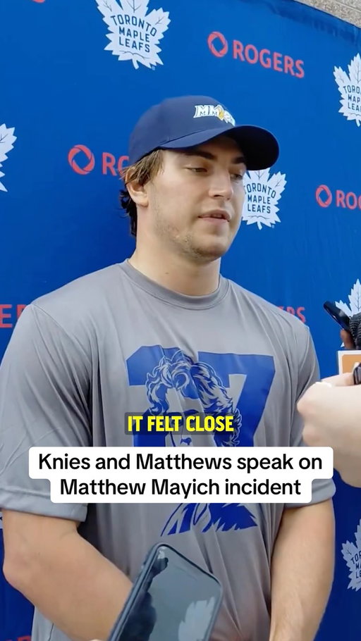 Matthew Knies and Auston Matthews speak about the Matthew Mayich incident and how it hits close to home as they both grew up in Arizona.

Matthew Mayich was hospitalized after an off-ice training incident in Arizona. The Toronto Maple Leafs visited Matthew and his family in the hospital during their trip to Arizona.

(via: X/jennarortiz / X/PHNX_Hockey)