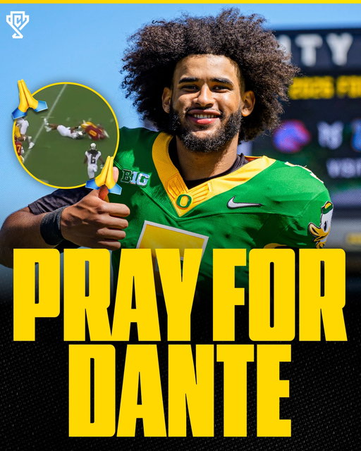 Prayers up for Dante Moore after a terrifying hit against USC 🙏💔

Oregon’s quarterback was carted off after taking a hit to the head while sliding in the second quarter. USC’s Desman Stephens II was ejected for targeting, and Dylan Raiola entered the game in Moore’s place.

Watching a player stay down like that is the part of football nobody ever gets used to. Moore was giving himself up on the play, and seeing it end with him needing the cart is heartbreaking, regardless of who you’re rooting for.

Hoping we get encouraging news on Dante soon ❤️