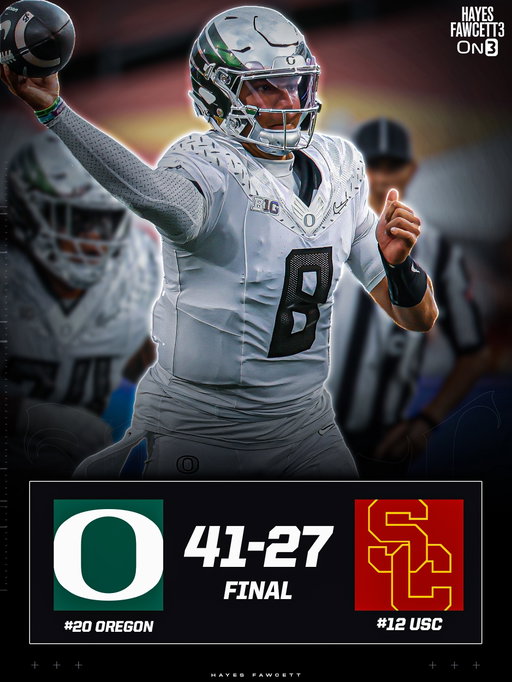 #20 Oregon beats #12 USC on the road 41-27  The Ducks get a much needed win to start BIG 10 play 1-0  Continued thoughts and prayers for Dante Moore for a speedy recovery