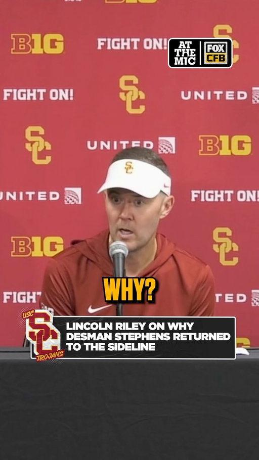 Lincoln Riley responds to questions about Desman Stephens returning to the sideline following the hit on Dante Moore.
