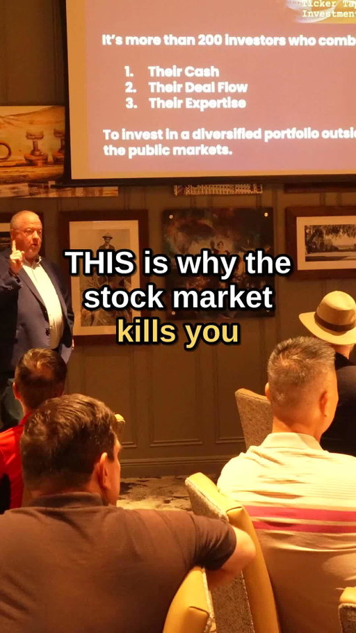 #volatility kills your stock portfolio over time.  Avoid it with private equity investing.  This is an excerpt from our #accreditedinvestor luncheon in Irvine, California.  Follow us for more.