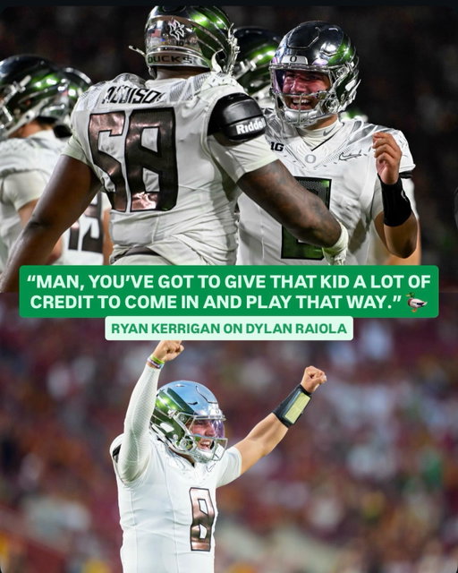 @dylan.raiola came in after Dante Moore’s scary injury and helped lead No. 20 @oregonfootball to a win at No. 12 USC.