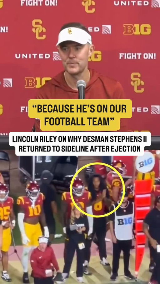 Lincoln Riley asked about Desman Stephen’s II returning to sideline after hit on Dante Moore 👀

(via @uscfb, billoram/X) #usc #oregon #football #cfb